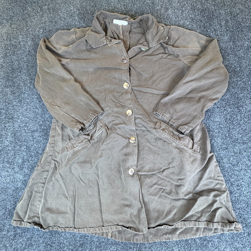Bryn Walker Jacket Womens Small Taupe Tencel Pockets Long Sleeve Button Front